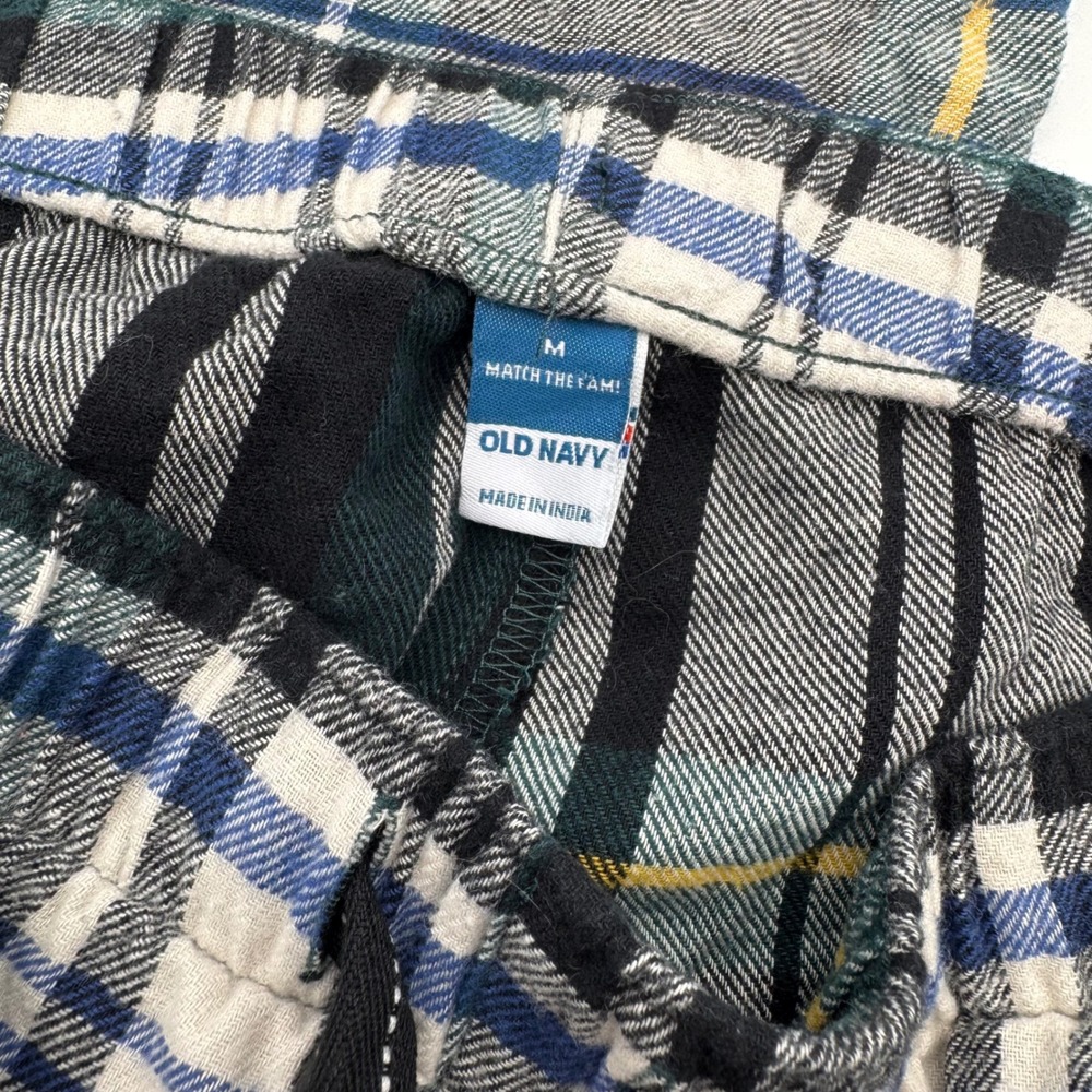 Old Navy Mens Plaid Flannel Pajama Pants Green Blue White Match The Fam Size M - Picture 3 of 4